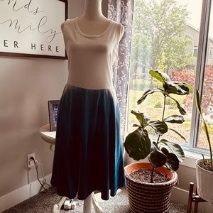 LulaRoe Nicki Dress, Large (14-16), White/Denim Blue